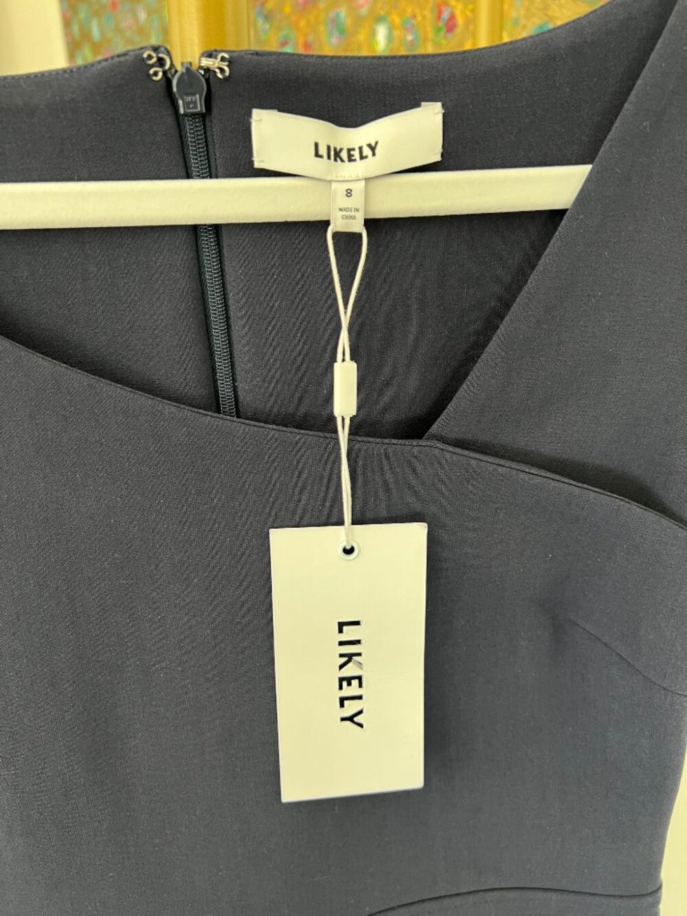 Likely Navy Asymmetrical Neck Midi Dress - Picture 6 of 8